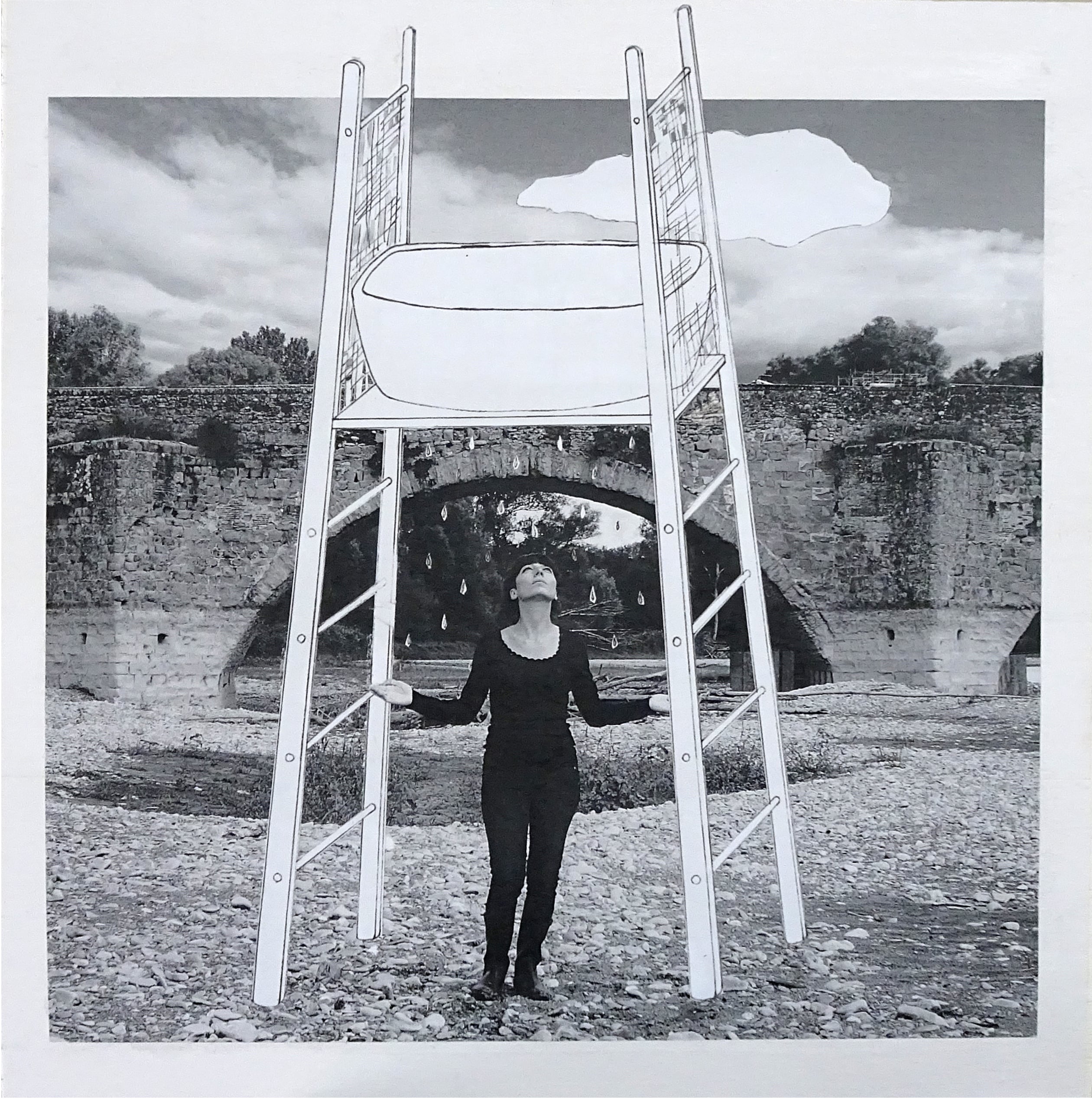 Elisa Zadi-Pensando Leonardo o La Macchina della Pioggia-applicazione,2019,fotografia e collage su tavola,cm 30×30