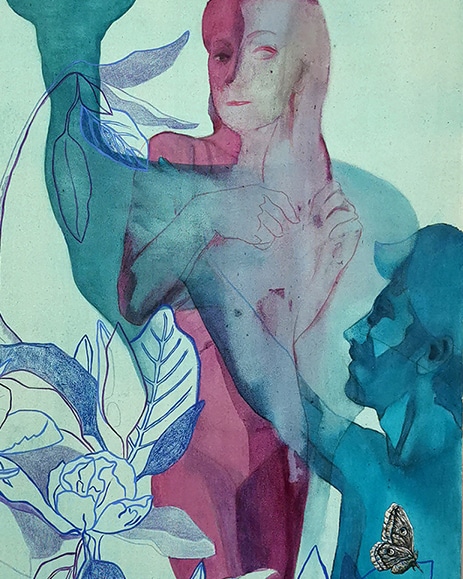 Elisa Zadi, Magnolia Blue, 2023, olio e pigmento su tessuto, cm 110×100-rid-patic
