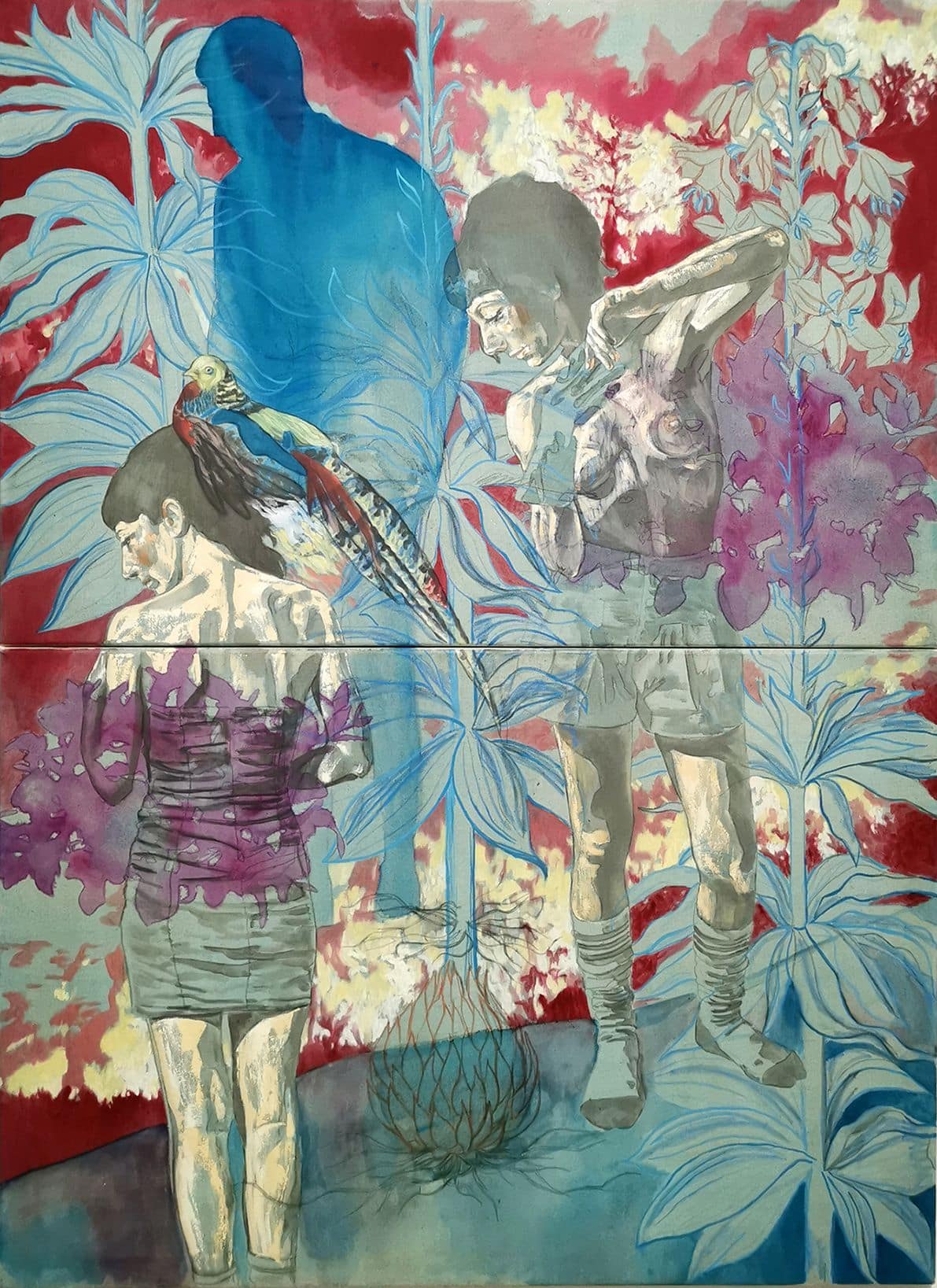 Elisa Zadi, Fenice, 2023, olio e pigmento su tessuto, cm 150×110- _risultato