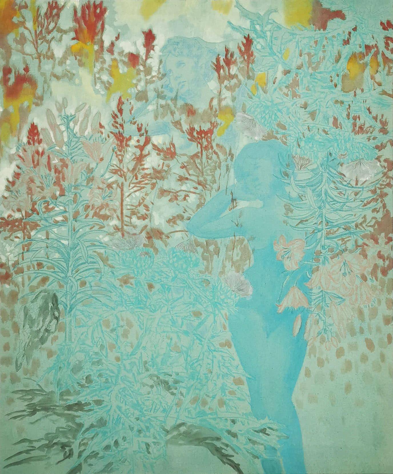 Elisa Zadi, Cardo Reverso II, 2024, olio, pigmento e pastello su tessuto, cm 120x100_risultato