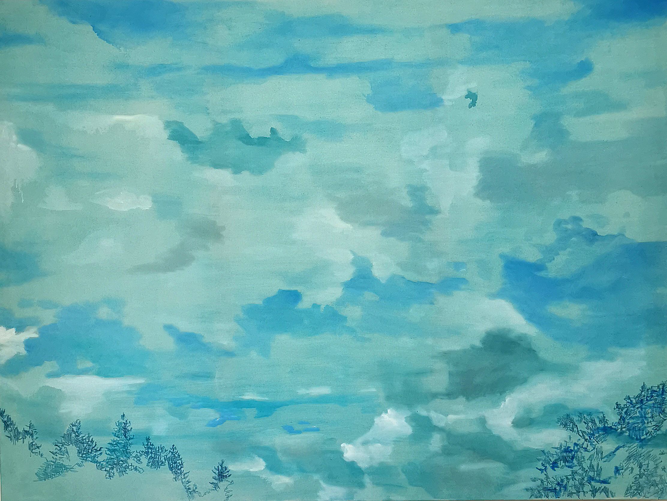 Elisa Zadi, Nei Puri Pensieri I, 2026, olio da pigmento e pastello su tessuto, cm 150x200_risultato