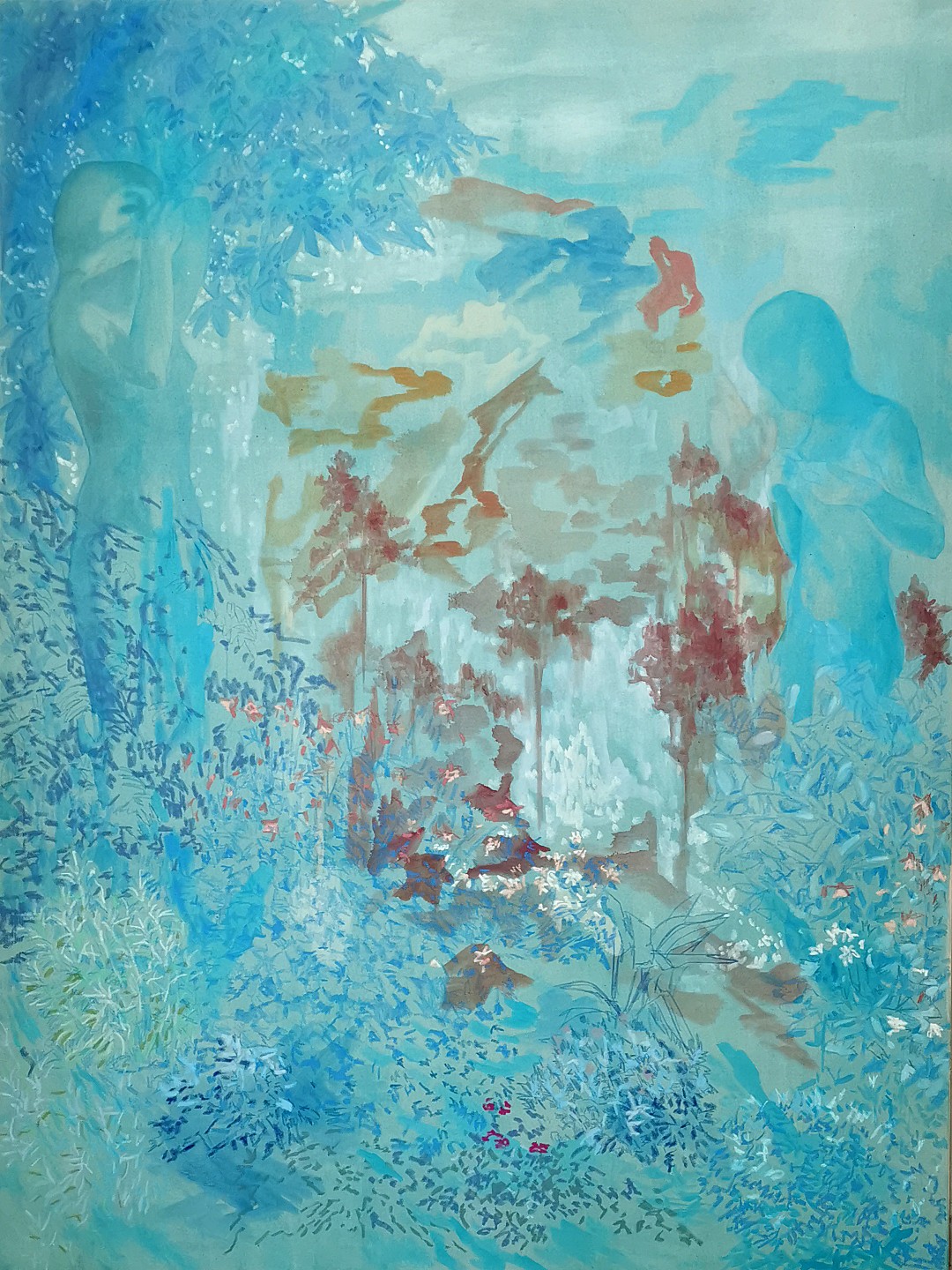 Elisa Zadi,Radura e Fuoco, 2026, olio da pigmento e pastello su tessuto, cm 200×150 (Grande)